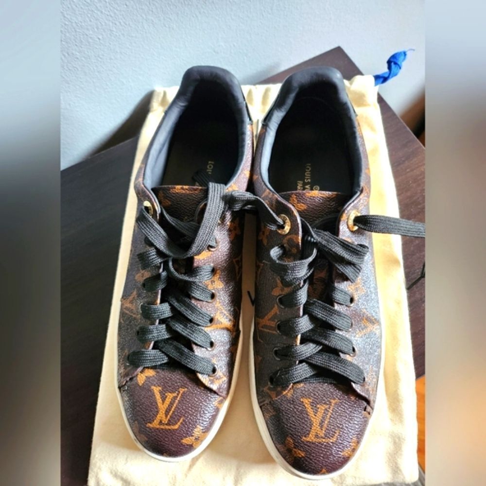Louis Vuitton Black and Brown Monogram Sneakers - Picture 2 of 9